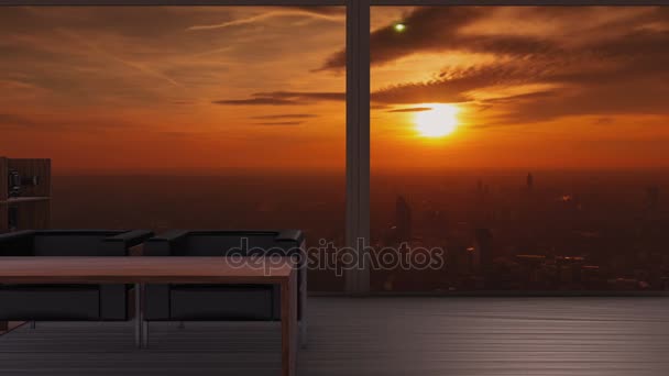 A penthouse with an elevated view to London skyscrapers — Stock Video