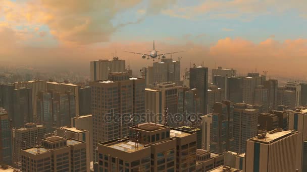 Conceptual CG animation featuring a large metropolis — Stock Video