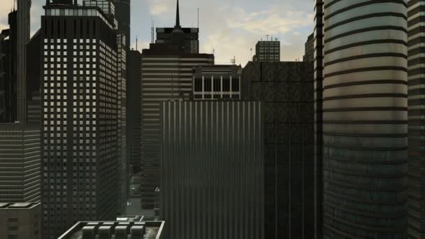 Zonsopgang boven een futuristische stad — Stockvideo