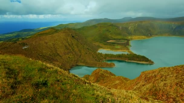 Nádherný pohled do Lagoa do Fogo — Stock video