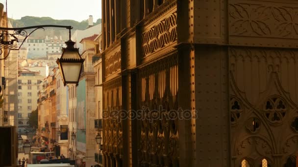 Elevador de Santa Justa, Lisabon, Portugalsko — Stock video