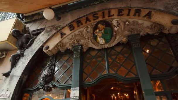 Cafe A Brasileira, Lisbon, Portugal — Stok video