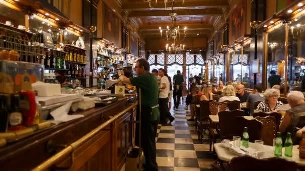 Cafe A Brasileira, Lisbon, Portugal — Stok video