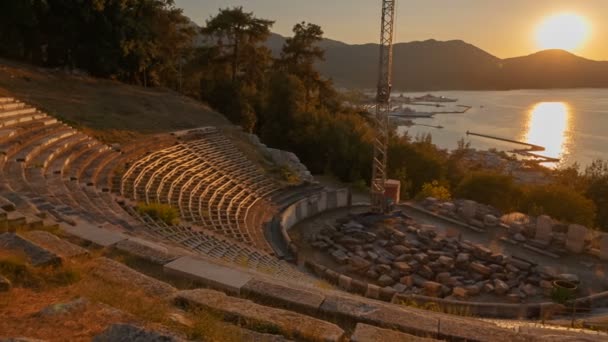 Antikes Theater, Limetten, Thassos, Griechenland — Stockvideo