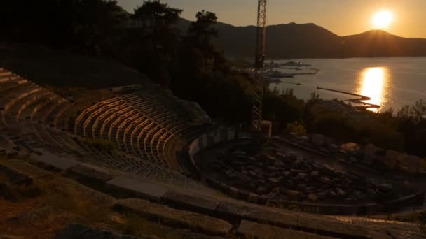 Antikes Theater, Limetten, Thassos, Griechenland — Stockvideo