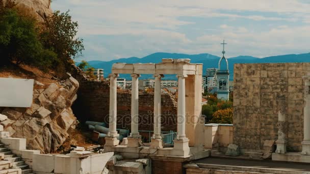 Römisches Theater, Plowdiw, Bulgarien — Stockvideo