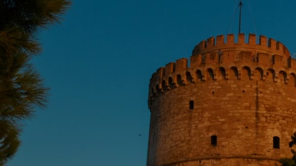 白いタワー、テッサロニキ、ギリシャ — ストック動画