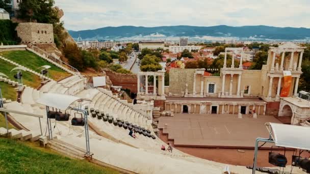 Römisches Theater, Plowdiw, Bulgarien — Stockvideo