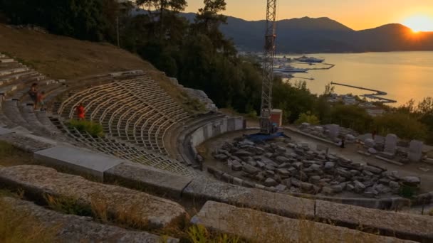 Древний театр, Лименас, Тассос, Греция — стоковое видео