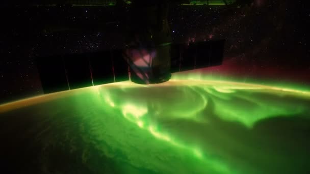 Australische zuidelijk lichten gezien vanuit de ruimte - Iss — Stockvideo