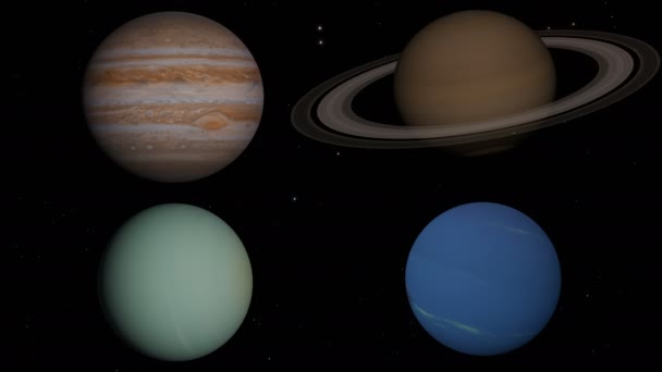 The 4 gas giants planets in the solar system — Stock Video