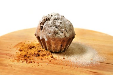 shugar ahşap tahta üzerinde ile lezzetli kek