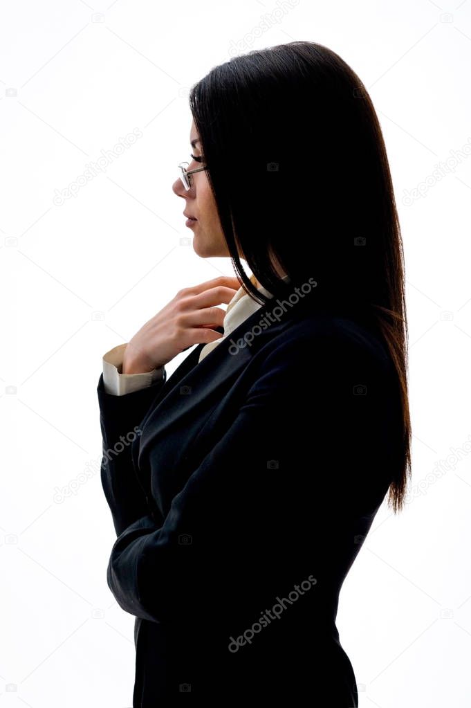 business woman in glass conceived on white