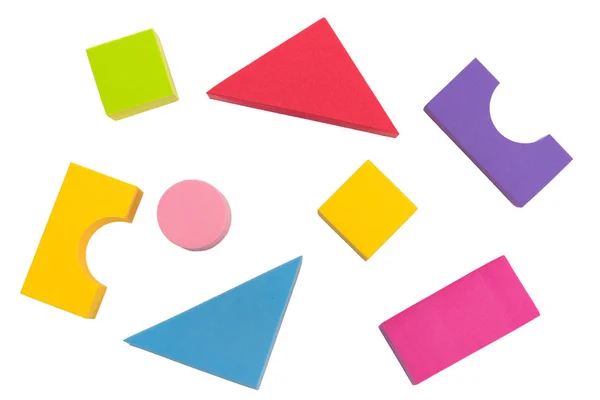Çocuk oyuncak geometri üst görüntülemek izole üzerinde beyaz arka plan, çocuk veya c