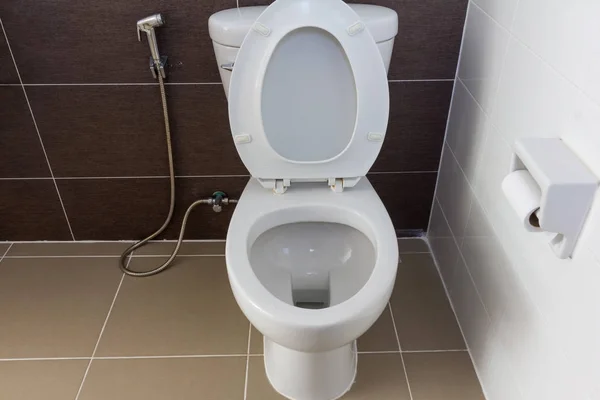 Weiße Toilettenspülung Weißen Raum — Stockfoto
