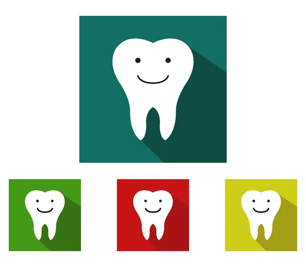 Conjunto de dentes ícones sorridentes ilustrados e coloridos — Fotografia de Stock