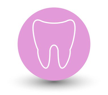 Beyaz bir arka plan üzerinde gösterilen diş simgesi