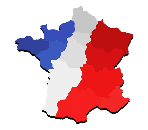 Ilustrovaná mapa Francie s vlajkou na bílém pozadí — Stock fotografie