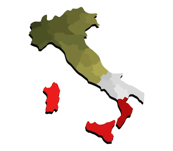 Kaart van Italië geïllustreerd met vlag op witte achtergrond — Stockfoto