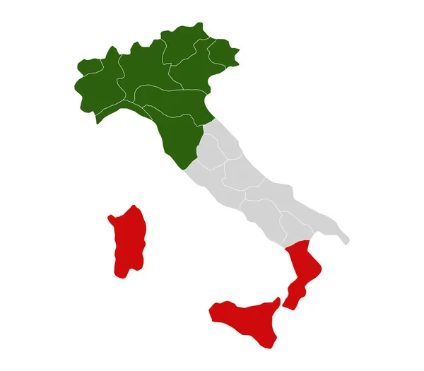 이탈리아 깃발 백색 배경에 그림의 지도 — 스톡 사진