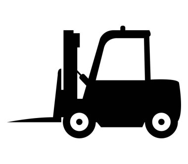 Beyaz bir arka plan üzerinde resimli forklift simgesi