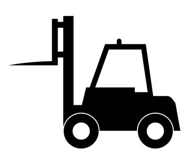 Beyaz bir arka plan üzerinde resimli forklift simgesi