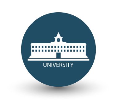 Beyaz bir arka plan üzerinde gösterilen simge Üniversitesi Binası
