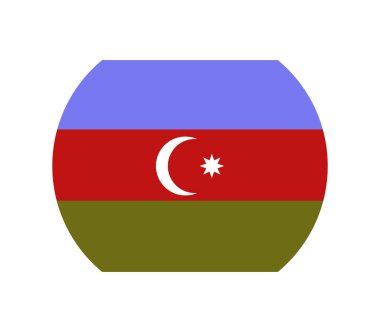 Beyaz bir arka plan üzerinde resimli Azerbaycan bayrağı ile daire