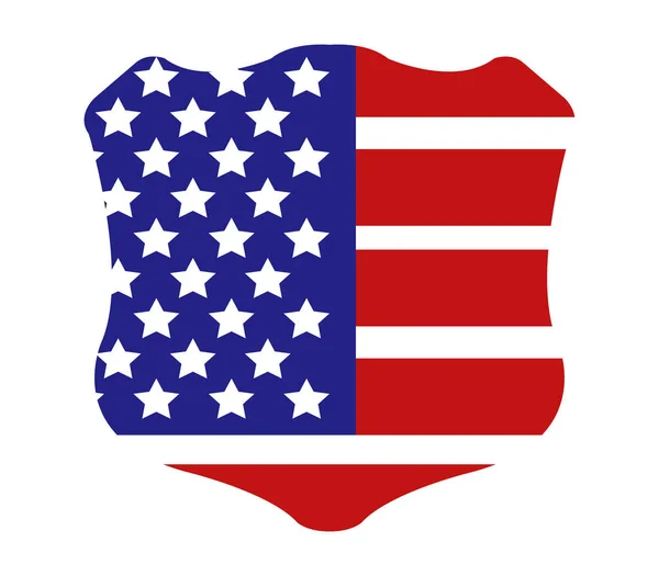Ikona štítu s vlajkou USA ilustrovaný na bílém pozadí — Stock fotografie