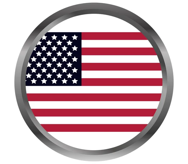 Circle with US flag illustrated on a white background — Stock Photo, Image