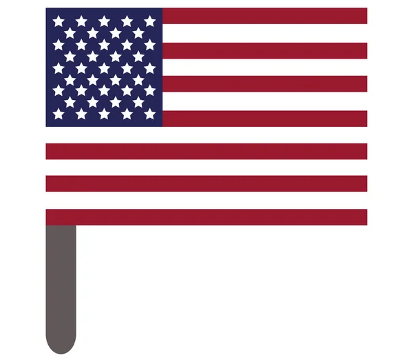 米国の旗は、白い背景で示されています。 — ストック写真
