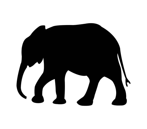 Ilustrowane sylwetka słoń na białym tle — Wektor stockowy