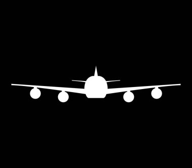 Beyaz bir arka plan üzerinde gösterilen uçak simgesi