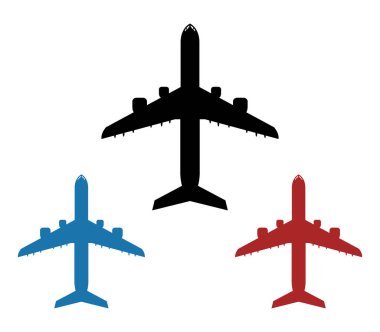 Beyaz bir arka plan üzerinde gösterilen uçak kümesi