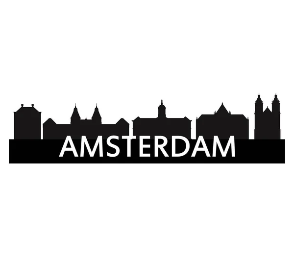 Beyaz bir arka plan üzerinde resimli amsterdam manzarası — Stok Vektör