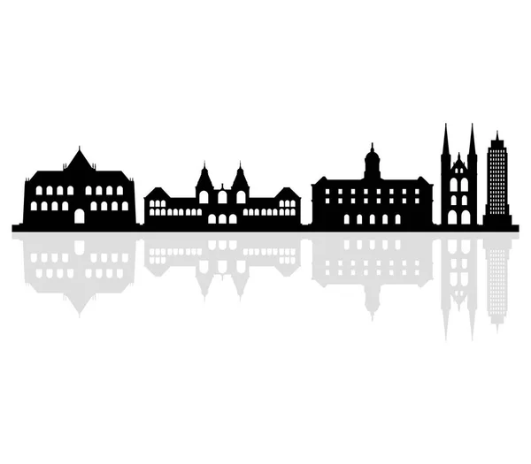 Amszterdam skyline illusztrált fehér alapon — Stock Vector
