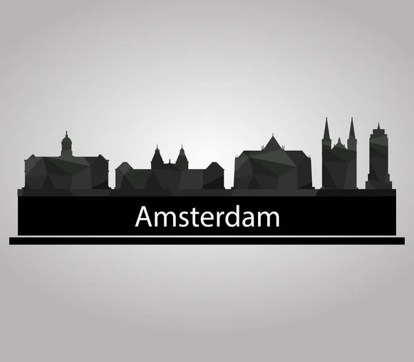 Panoramę Amsterdamu ilustrowany na białym tle — Wektor stockowy