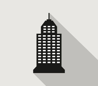 Beyaz bir arka plan üzerinde resimli gökdelen simgesi