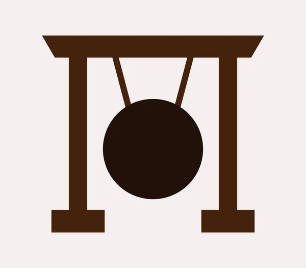 Icon gong ilustrat pe un fundal alb — Vector de stoc