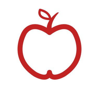 Beyaz bir arka plan üzerinde resimli elma simgesi