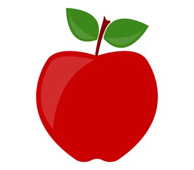 Beyaz bir arka plan üzerinde resimli elma simgesi