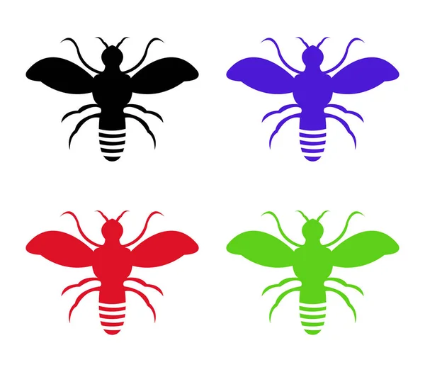 Ensemble d'abeilles illustrées sur fond blanc — Image vectorielle