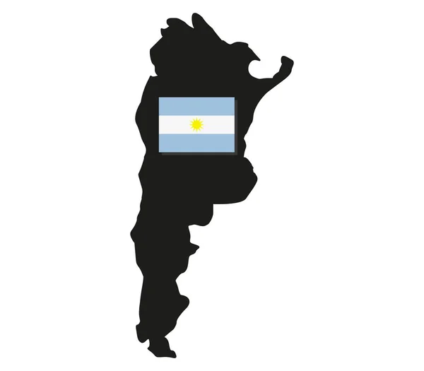 Geïllustreerde kaart van Argentinië met vlag op witte achtergrond — Stockvector