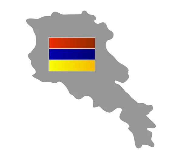 Geïllustreerde kaart van Armenië met vlag op witte achtergrond — Stockvector