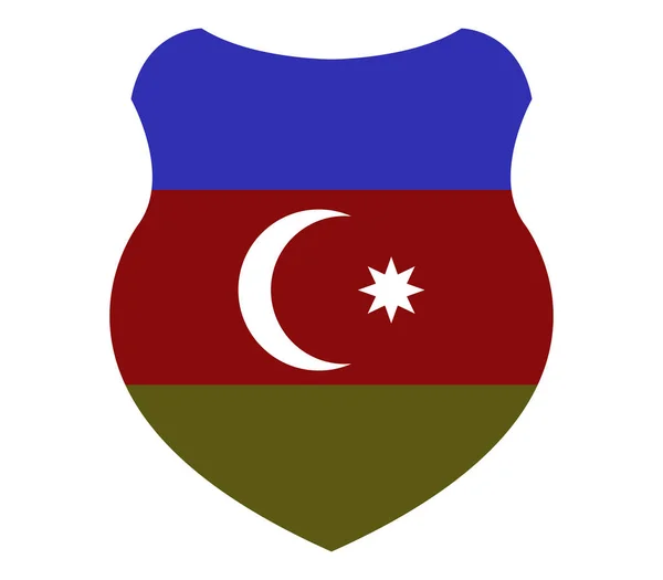Beyaz bir arka plan üzerinde resimli Azerbaycan bayrağı ile kalkan — Stok Vektör