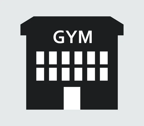 Εικονίδιο γυμναστήριο κτίριο απεικονίζεται σε λευκό φόντο — Διανυσματικό Αρχείο