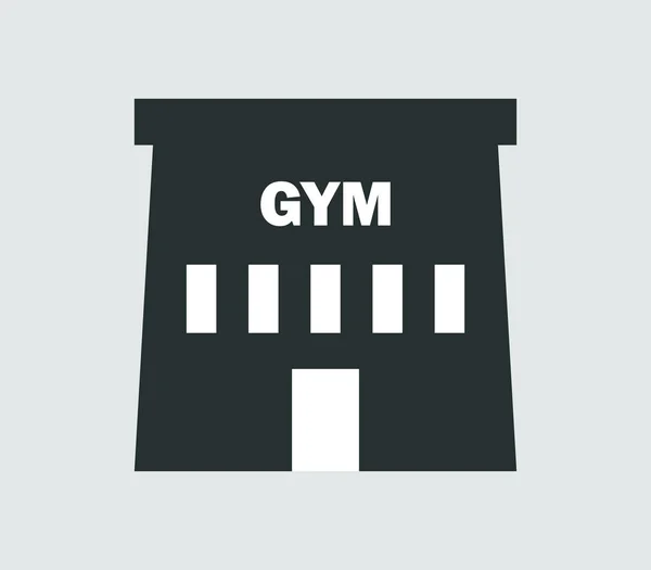 Icono gimnasio edificio ilustrado sobre un fondo blanco — Vector de stock