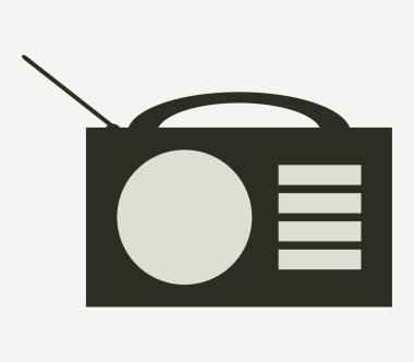 Beyaz bir arka plan üzerinde resimli radyo simgesi