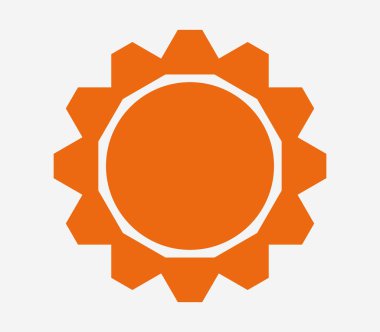 Beyaz bir arka plan üzerinde resimli güneş simgesi