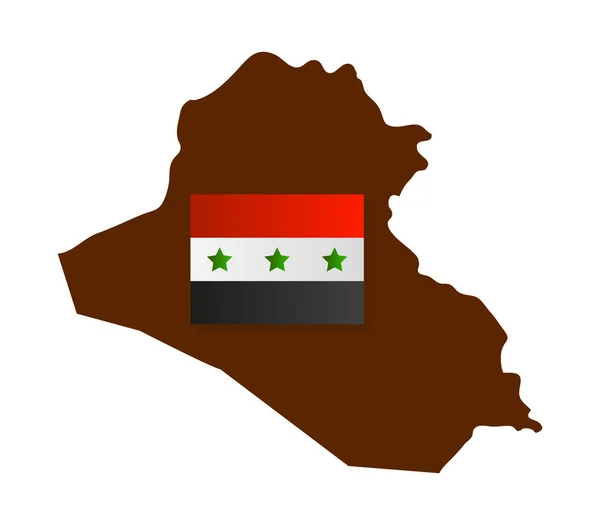 Illustrerad karta över Irak med flagga på vit bakgrund — Stock vektor
